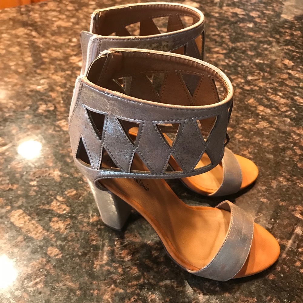 Michael Antonio Silver Block Heels